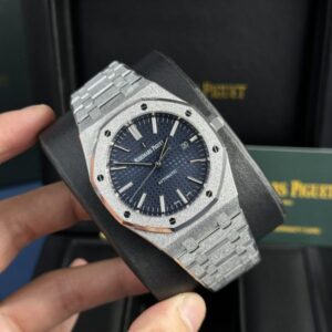 Audemars Piguet Royal Oak 15410 Frosted Gold Best Super Clone Watch Blue Dial APS Factory 41mm