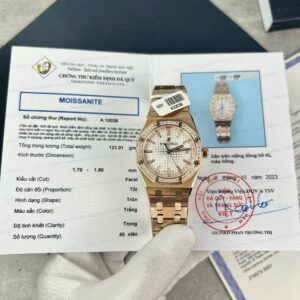 Audemars Piguet Super Clone Watch Royal Oak Custom Bezel Diamonds Moissanite Hong Kong 34mm