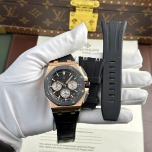 Audemars Piguet Royal Oak Offshore Chronograph 26420 Rose Gold Super Clone Watch Black Dial APP Factory 43mm