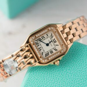 Cartier Panthere Super Clone Watch Rose Gold With Diamond Bezel 22mm