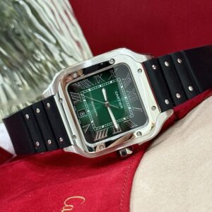 Cartier Super Clone Watches Santos WSSA0061 Green Dial Rubber Strap BV Factory 39.8mm