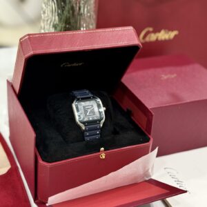 Cartier Santos Super Clone 1:1 Watch Rubber Blue Strap BV Factory 39.8mm