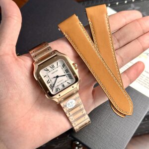 Cartier Santos Super Clone Watch Rose Gold BV Factory 39.8mm