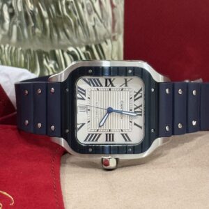 Cartier Super Clone Watch Santos White Dial Rubber Strap BV Factory 39.8mm