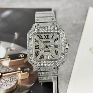 Cartier Santos High Quality Super Clone Watch With Stone Bezel 39.8mm