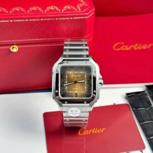 Cartier Santos WSSA0064 Super Clone Watch Brown Dial BV Factory 39.8mm