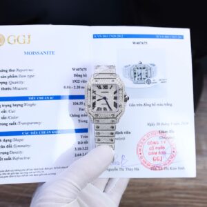 Cartier Santos Custom Super Clone Watch With Full Diamond Moissanite Hong Kong 35mm