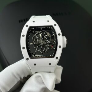 Richard Mille Best Super Clone Watch RM055 White Ceramic Rubber Strap ZF Factory 45mm
