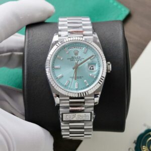 Rolex Day-Date 128236 Dial Ice Blue Super Clone Watch Weight 158gram QF Factory 36mm