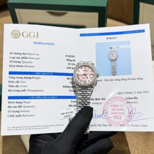Rolex DateJust Super Clone Watch Moissanite Diamond Pink Dial 31mm
