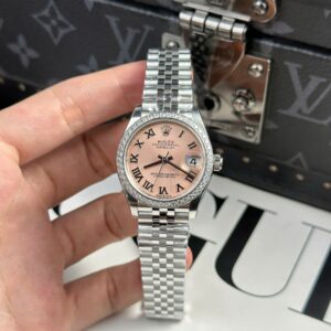Rolex DateJust Super Clone Watch Women Dial Pink Bezel Diamonds CZ THB Factory 31mm