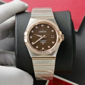 Omega Constellation Co-Axial Super Clone Watch Brown Dial Metal Strap 38mm