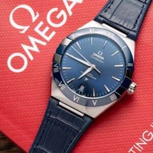 Omega Constellation Super Clone 11 Watch Blue Dial Leather Strap 41mm