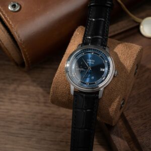 Omega De Ville Prestige Power Reserve Super Clone Watch Dial Blue Leather Strap 39.5mm