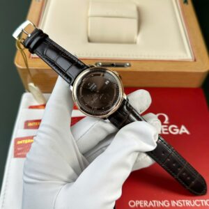 Omega De Ville Prestige Power Reserve Super Clone 11 Watch Dial Chocolate Leather Strap 39.5mm