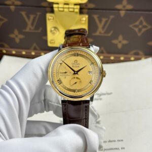 Omega De Ville Prestige Power Reserve Super Clone 11 Watch Yellow Dial Leather Strap 39.5mm