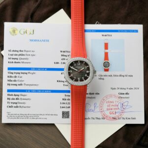 Patek Philippe Aquanaut 5167Super Clone 11 Watch Custom Moissanite Diamonds Red Rubber Strap 40mm