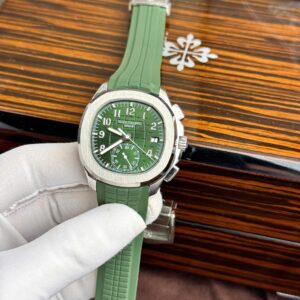Patek Philippe Super Clone Watch Aquanaut 5968G Green Dial Rubber Strap 42.2mm