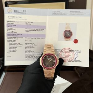 Patek Philippe Nautilus 5723 Super Clone Watch Gold Wrapped With Red Ruby 40mm