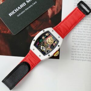 Richard Mille Super Clone Watches RM88 Smiley White Ceramic Fabic Nato Strap 42mm