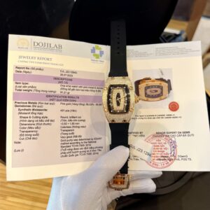 Richard Mille RM007 Gold Wrapped Super Clone Watch With Moissanite Diamonds 36mm