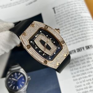 Richard Mille RM007 Super Clone 1:1 Watch Rose Gold With Full Stone 36mm
