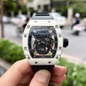 Richard Mille Super Clone Watch RM052 Tourbillon Skull Carbon Rubber Strap 43mm