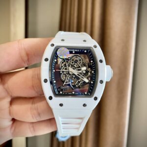 Richard Mille Super Clone Watch RM055 White Ceramic Rubber Strap ZF Factory 45mm