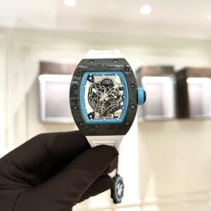 Richard Mille Super Clone Watch RM055 Carbon White Rubber Strap 45mm