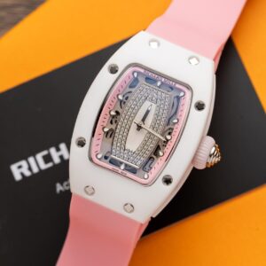 Richard Mille RM07-01 Ceramic Best Super Clone Watch Pink Rubber Strap 36mm