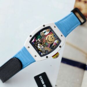 Richard Mille Super Clone Watches RM88 Smiley Fabic Nato Strap Blue 42mm