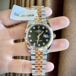 Rolex Super Clone Watches DateJust Black Dial Gold Wrapped GM Factory 36mm