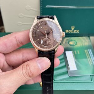 Rolex Super Clone Watch Cellini 50525 Chocolate Dial Leather Strap 39mm