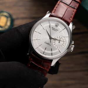Rolex Super Clone 1:1 Watch Cellini Date 50519 Brown Leather Strap 39mm