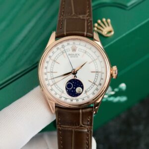 Rolex Cellini Moonphase 50535 Super Clone Watch Leather Strap 39mm