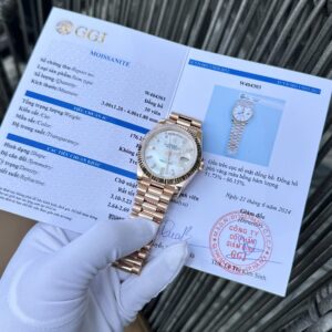 Rolex Best Super Clone Watch Day-Date Mother Of Pearl Dial Moissanite Gold Wrapped GM Factory 40mm