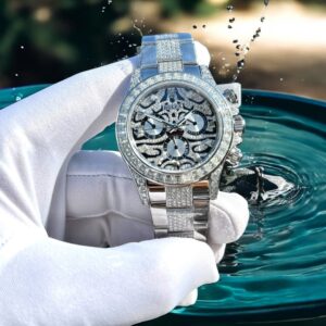 Rolex Cosmograph Daytona Eye Of The Tiger Customs Moissanite Diamonds Super Clone Watch 40mm