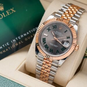 Rolex Best Super Clone Watch DateJust Rose Gold Wrapped Wimbledon Dial GM Factory 41mm