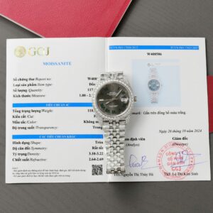 Rolex DateJust Best Super Clone Watch Dial Wimbledon Custom Full Moissanite Diamonds 41mm
