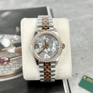 Rolex DateJust Super Clone Watch Flower Dial With Diamond Bezel 31mm