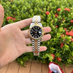 Rolex DateJust Super Clone 1:1 Watch Demi Black Dial EW Factory 41mm