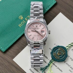 Rolex Day-Date 128236 Pink Dial Super Clone Watch Weight 158 Grams QF Factory 36mm