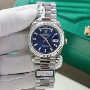 Rolex Day-Date 128236 Super Clone Watch Blue Dial Weight 158gram QF Factory 36mm
