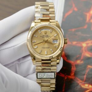 Rolex Day-Date 128238 Super Clone Watch Yellow Dial Weight 158gram QF Factory 36mm