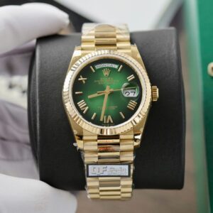 Rolex Day-Date 128238 Super Clone Watch Green Ombre Dial Weight 158gram QF 36mm