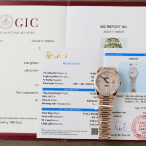 Rolex Day-Date Gold Wrapped + Moissanite Baguette Diamonds Super Clone Watch GMF 40mm