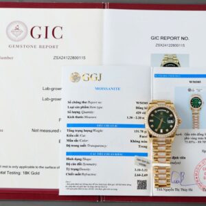 Rolex Day-Date Dial Green Ombre Super Clone Watch Gold Wrapped + Diamonds Moissanite Custom 36mm