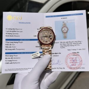Rolex Best Super Clone Watch Day-Date Custom Ruby Red & Baguette Moissanite Diamonds GM Factory 40mm