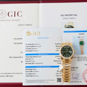 Rolex Day-Date Dial Green Super Clone Watch Gold Wrapped + Diamonds Moissanite Hong Kong 36mm