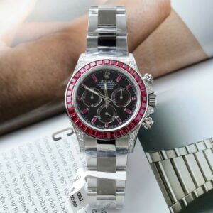 Rolex Best Super Clone Watch Daytona 126599TRU Custom Ruby Red Baguette 40mm